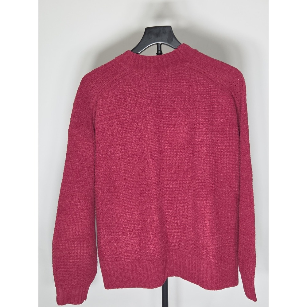 Time and Tru Women Chenille Cardigan Sweater Wine Red Long Sleeve TT3636010017 L - Picture 2 of 3